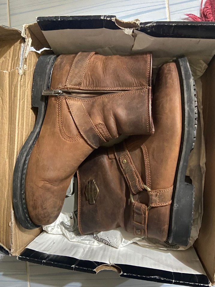 Erkek Harley-Davidson Kahverengi Deri Biker Bot - Görsel 2