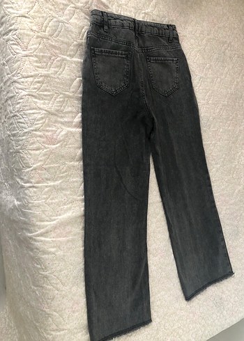 Gri Bol Kesim Midi Kadın Kot Pantolon - Görsel 2