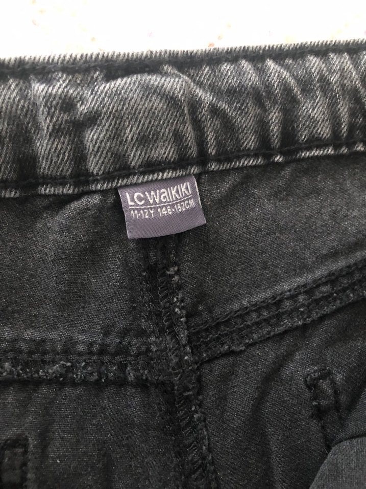 Gri Bol Kesim Midi Kadın Kot Pantolon - Görsel 3