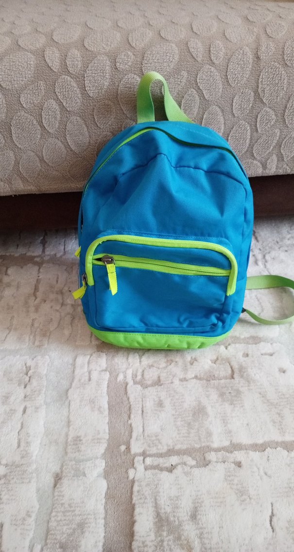 Mavi Yeşil Fermuarlı Sırt Çantası - Görsel 2