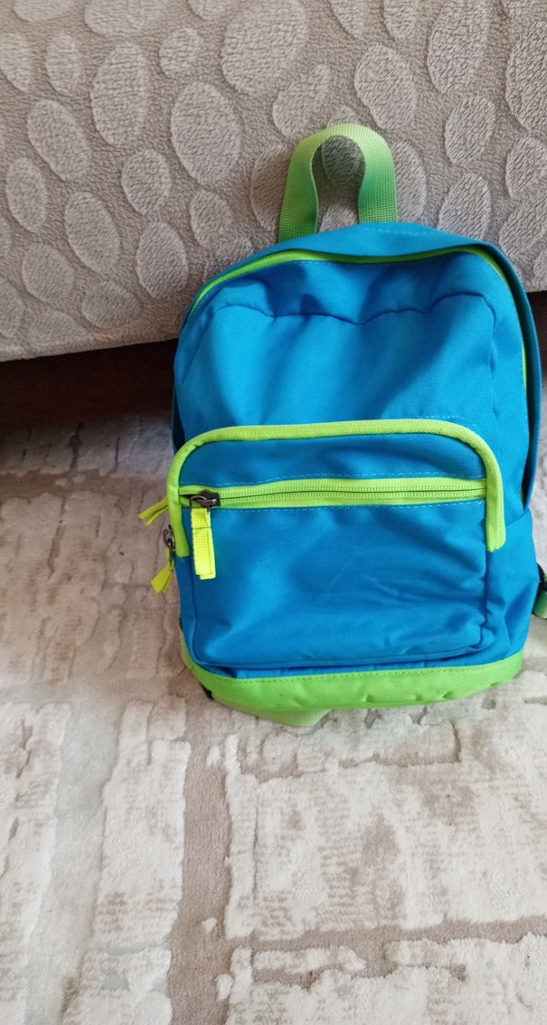 Mavi Yeşil Fermuarlı Sırt Çantası - Görsel 3