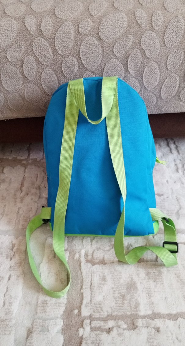 Mavi Yeşil Fermuarlı Sırt Çantası - Görsel 4