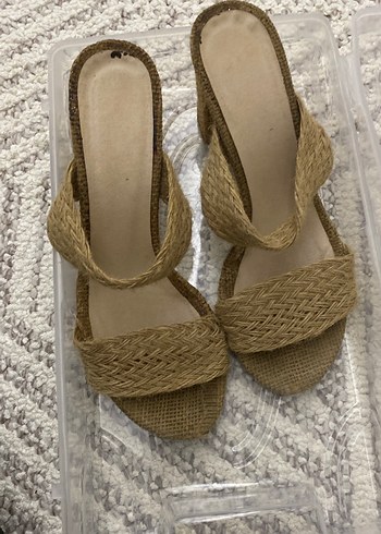 Bej Örgü Kadın Dolgu Topuk Terlik - Görsel 2