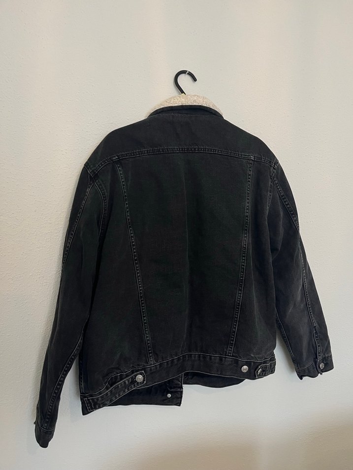 Düğmeli Siyah Kadın Denim Ceket - Görsel 2