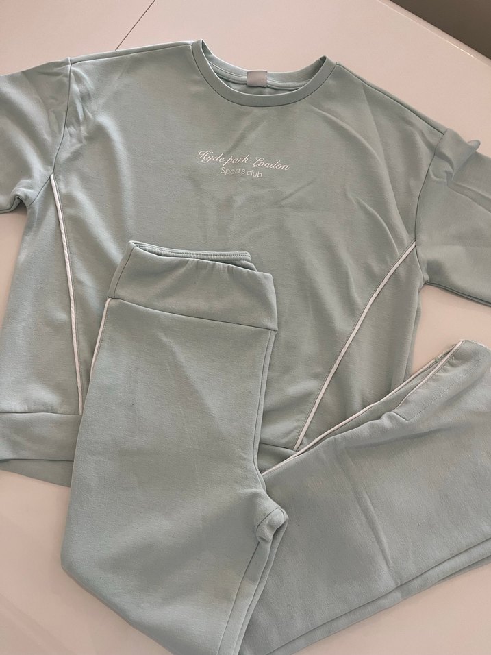 Gri Kız Eşofman Takımı, Salaş Kesim, Uzun Kollu - Görsel 4