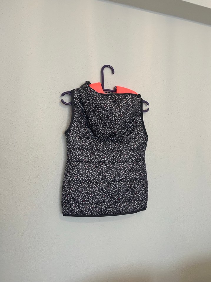 Kız Çocuk Gri Fermuarlı Baskılı Yelek - Görsel 2