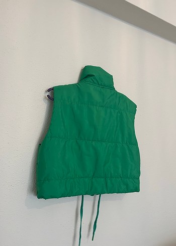 Yeşil Kısa Dik Yakalı Kadın Yelek - Görsel 2