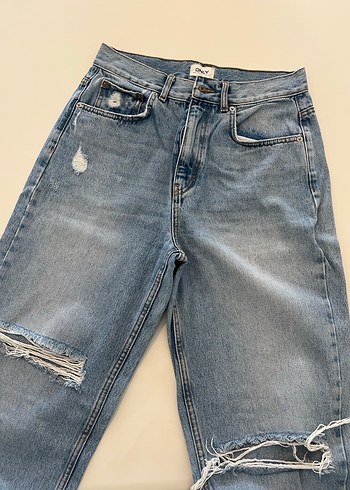 Kadın Gri Mavi Bol Kesim Midi Kot Pantolon - Görsel 2