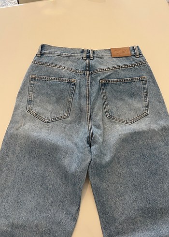 Kadın Gri Mavi Bol Kesim Midi Kot Pantolon - Görsel 3