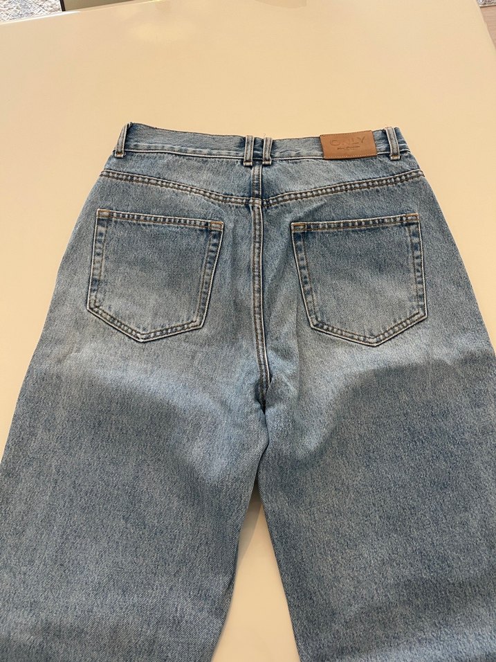 Kadın Gri Mavi Bol Kesim Midi Kot Pantolon - Görsel 3