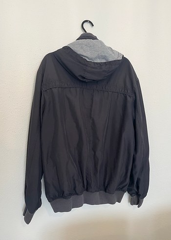 Gri Kapüşonlu Fermuarlı Erkek Ceket - Görsel 3