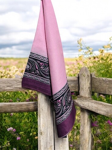 Pembe Etnik Desen Soft Pamuk Şal