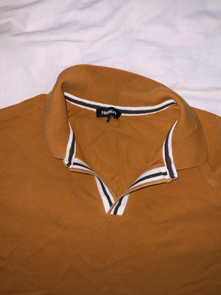 Kahverengi Kısa Kollu Polo Yaka Tişört - Görsel 2