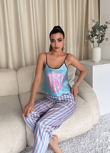 m Beden Vs mavi askılı alt üst pijama/gecelik takımı