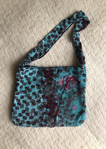 Turkuaz Batik Desenli Bohem Çanta