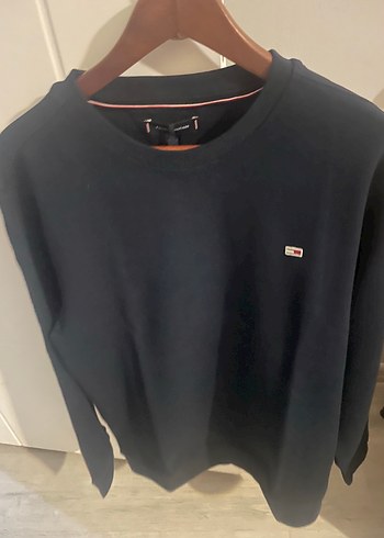 Tommy Hilfiger Orijinal Tommy Hilfiger Lacivert Bisiklet Yaka Sweatshirt