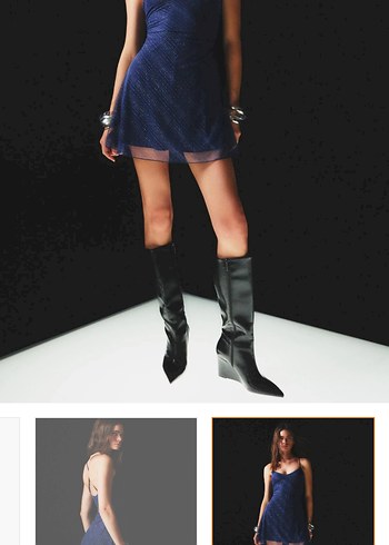 Bershka tül parlak mini elbise mezuniyet elbisesi - Görsel 2