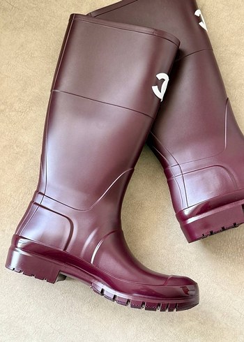 Bordo Chanel Rugan Dizüstü Topuklu Çizme - Görsel 4