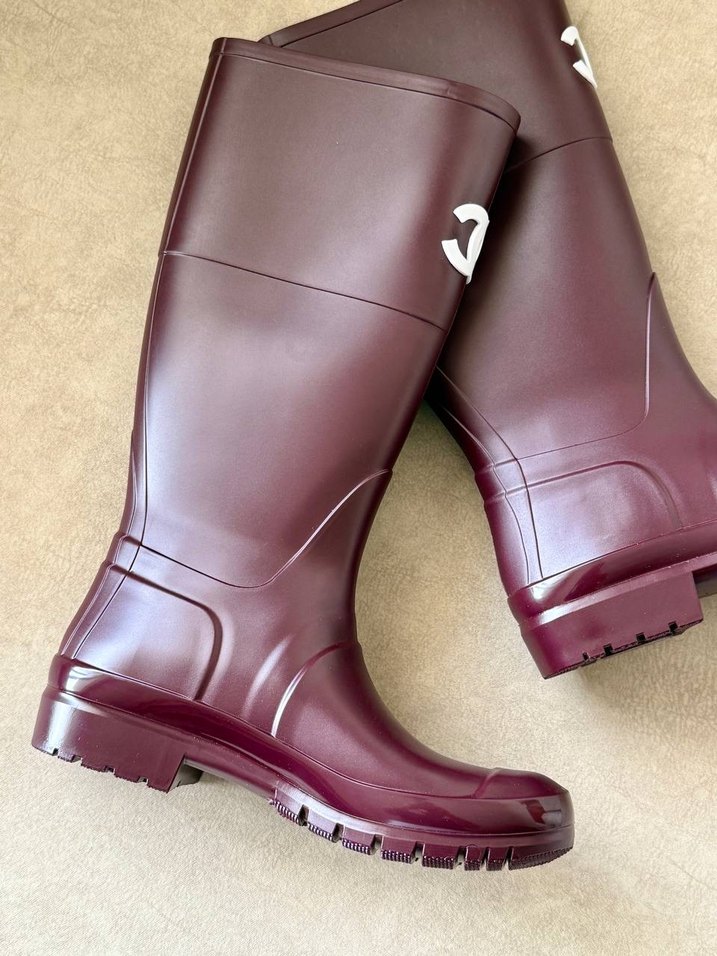 Bordo Chanel Rugan Dizüstü Topuklu Çizme - Görsel 4