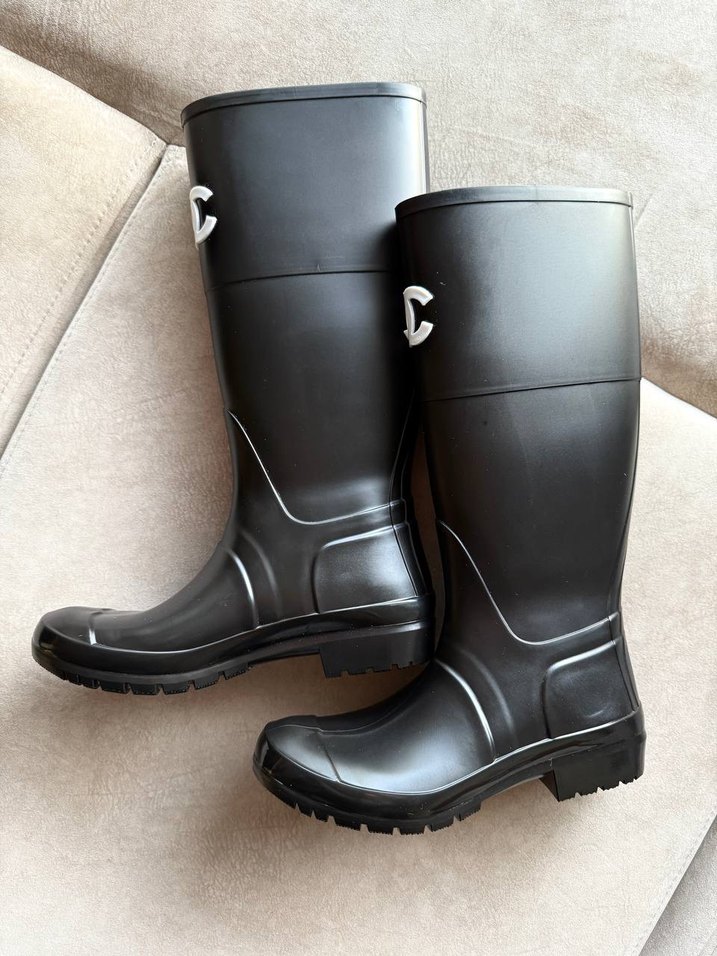 Chanel Siyah Stiletto Topuklu Diz Boyu Çizme - Görsel 4