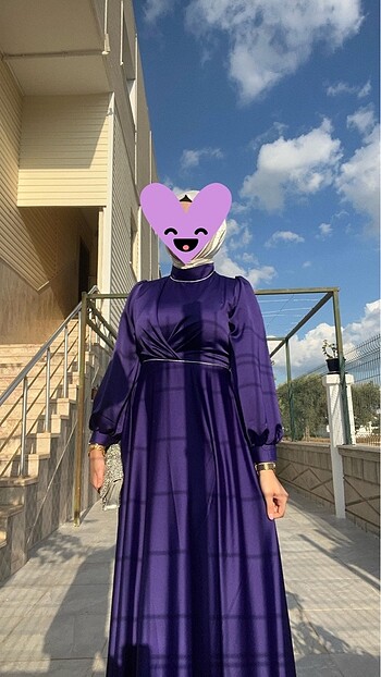 Mor abiye uzun tesettür