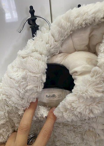 Kürklü Kapüşonlu Beyaz Bebek Tulumu - Görsel 5