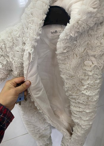 Kürklü Kapüşonlu Beyaz Bebek Tulumu - Görsel 3