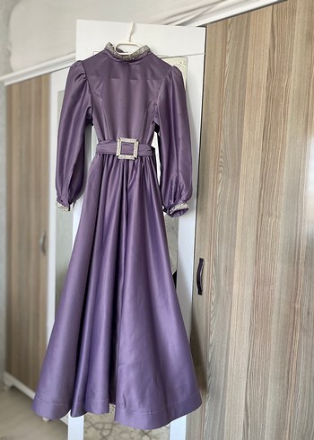 Uzun Mor Kadın Abiye Elbise - Görsel 3