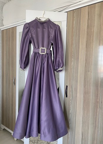 Uzun Mor Kadın Abiye Elbise - Görsel 5