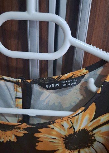 Sheinside Kısa Kollu Ayçiçeği Desenli Kadın elbise