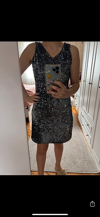 Y-London tamamı payetli kısa abiye - Görsel 7