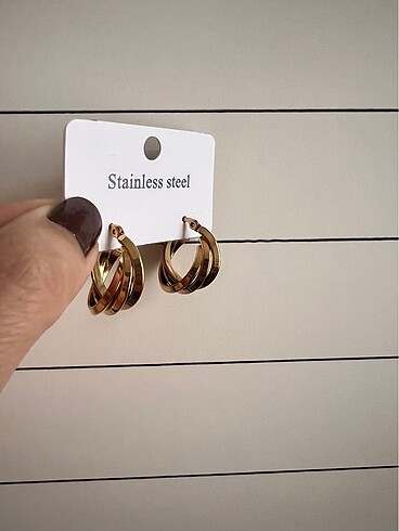 Diğer Üçlü sarmal Çelik Gold küpe
