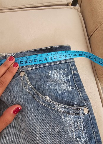 40 Beden Düğmeli Mavi Denim süper Mini Etek