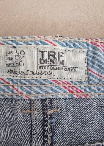 Triko Mısırlı Düğmeli Mavi Denim süper Mini Etek