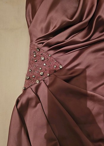 Pembe Drapeli Straplez Mini Kokteyl Elbisesi - Görsel 4