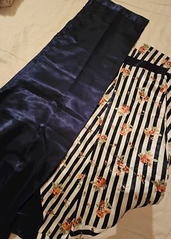l Beden Çiçekli Çizgili Kadın Pijama Takımı