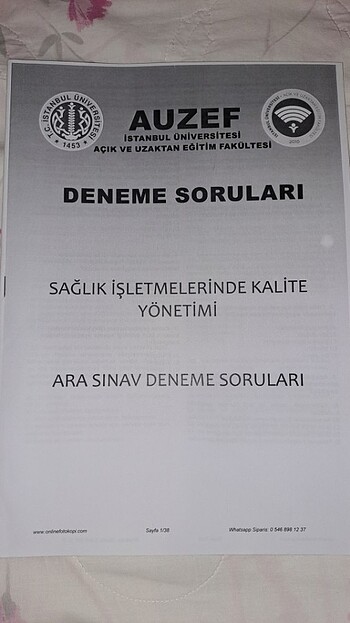 AUZEF SAĞLIK İŞLETMELERİNDE KALİTE YÖNETİMİ 