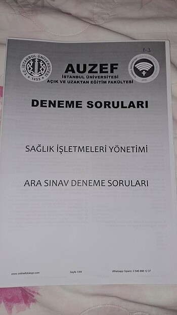 AUZEF SAĞLIK İŞLETMELERİ YÖNETEMİ