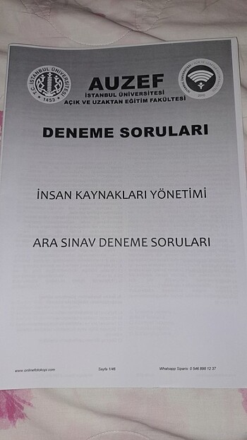 AUZEF İNSAN KAYNAKLARI YÖNETİMİ