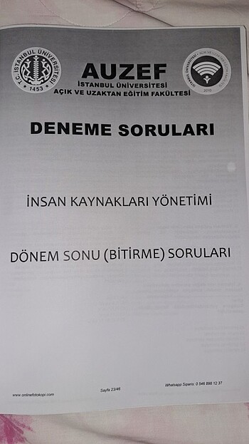  Beden AUZEF İNSAN KAYNAKLARI YÖNETİMİ