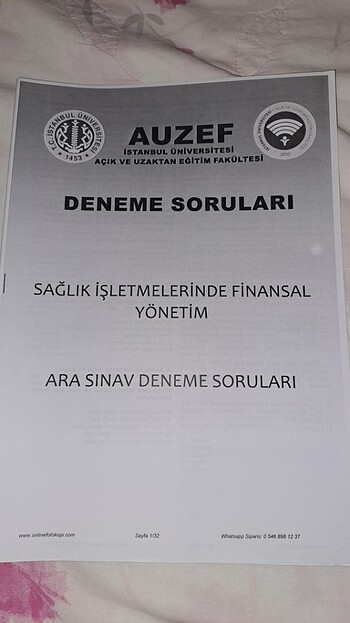 AUZEF SAĞLIK İŞLETMELERİNDE FİNANSAL YÖNETİM