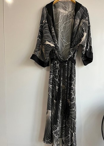 Siyah Uzun  gecelik Kimono tarzıdır  sıfır üründür - Görsel 2