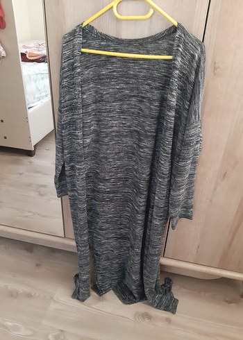 Gri Uzun Örme Kadın Hırka
