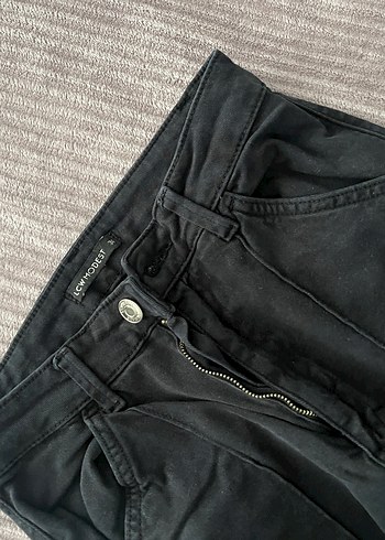 36 Beden siyah Renk Siyah Kadın Denim geniş paça üstü oturuyor