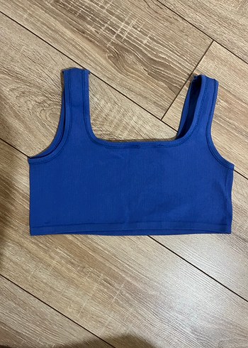 m Beden Kadın Mavi Kısa Denim Crop Top