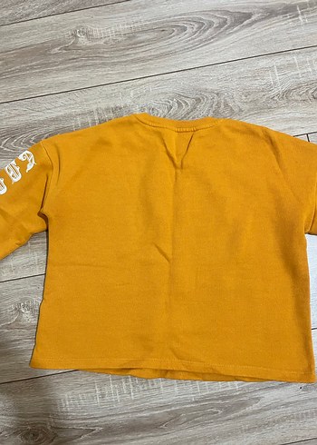 xs Beden Sarı Baskılı Uzun Kollu Kadın Sweatshirt