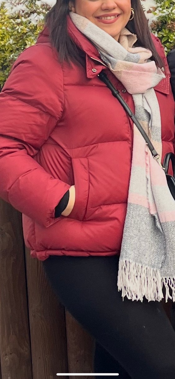 Bordo oversize kapüşonlu kaz tüylü su itici şişme mont - Görsel 2