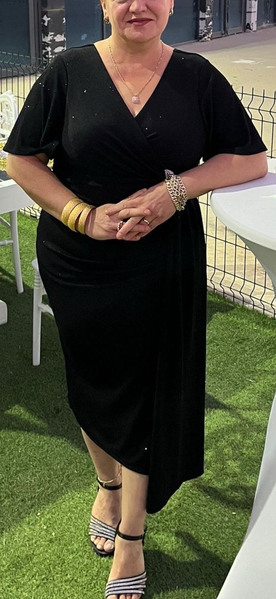 Zincir Detaylı Siyah Uzun Abiye Elbise - Görsel 2