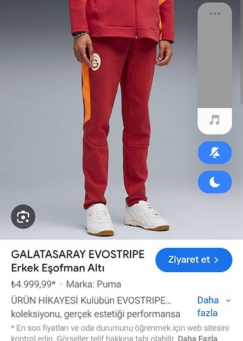 puma Galatasaray Erkek Kırmızı Kapüşonlu eşofman takımı - Görsel 3