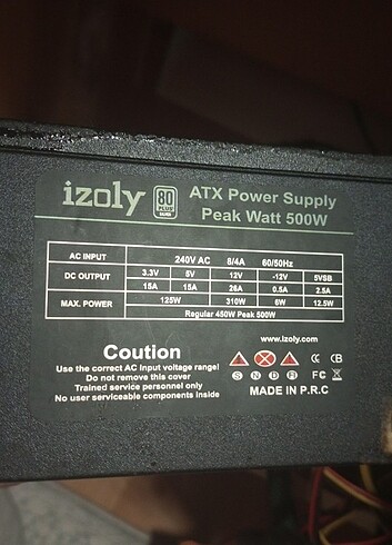 İzoly 500w PSU